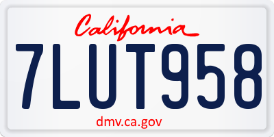 CA license plate 7LUT958
