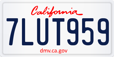 CA license plate 7LUT959