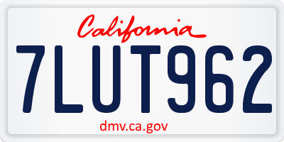 CA license plate 7LUT962