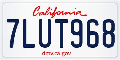 CA license plate 7LUT968