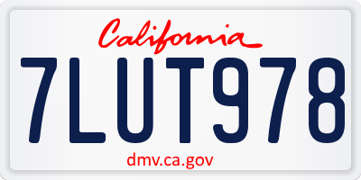 CA license plate 7LUT978