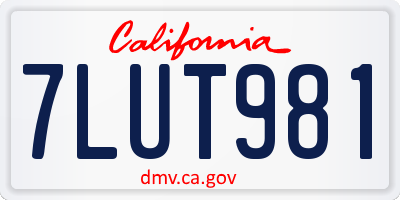 CA license plate 7LUT981