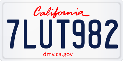 CA license plate 7LUT982