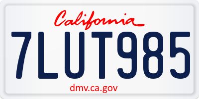 CA license plate 7LUT985