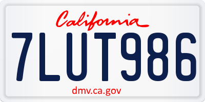CA license plate 7LUT986
