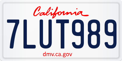 CA license plate 7LUT989