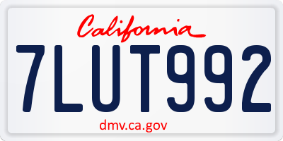 CA license plate 7LUT992