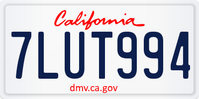 CA license plate 7LUT994