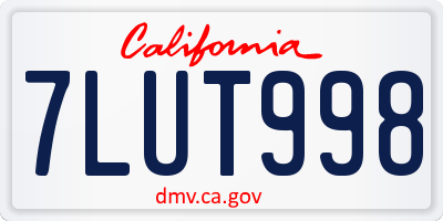 CA license plate 7LUT998