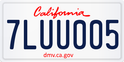 CA license plate 7LUU005