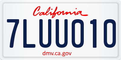 CA license plate 7LUU010
