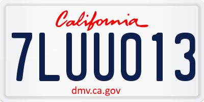 CA license plate 7LUU013