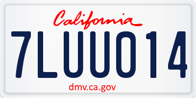 CA license plate 7LUU014