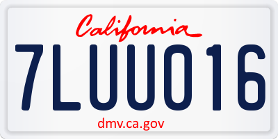 CA license plate 7LUU016