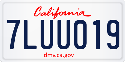 CA license plate 7LUU019