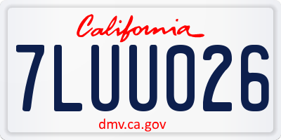 CA license plate 7LUU026
