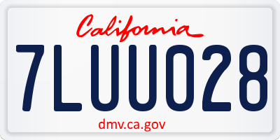 CA license plate 7LUU028
