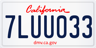 CA license plate 7LUU033