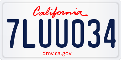 CA license plate 7LUU034