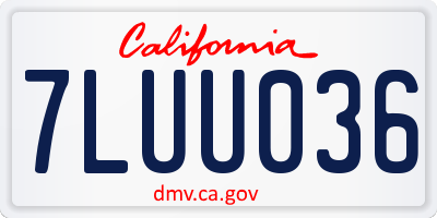 CA license plate 7LUU036