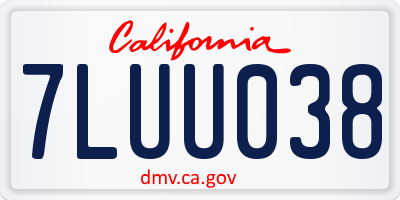 CA license plate 7LUU038
