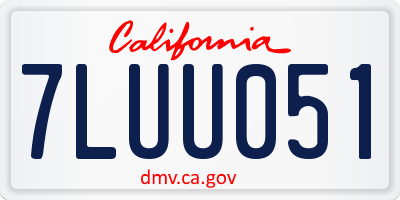 CA license plate 7LUU051
