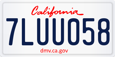 CA license plate 7LUU058