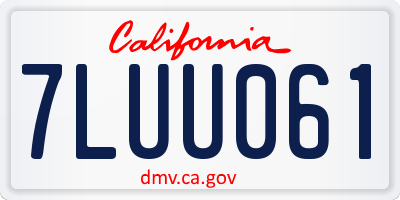 CA license plate 7LUU061