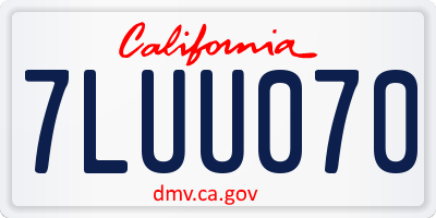 CA license plate 7LUU070
