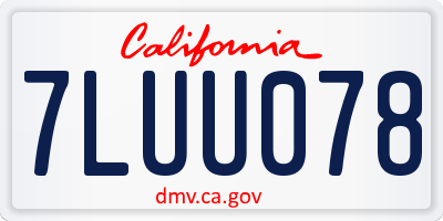 CA license plate 7LUU078