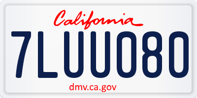 CA license plate 7LUU080