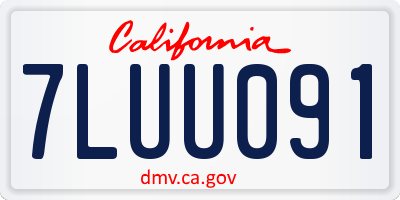 CA license plate 7LUU091