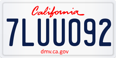CA license plate 7LUU092