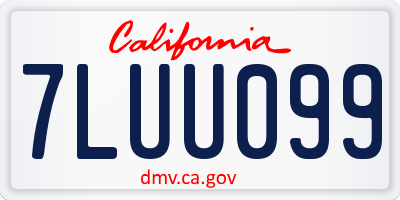 CA license plate 7LUU099