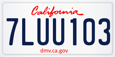 CA license plate 7LUU103