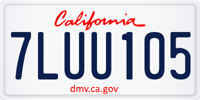 CA license plate 7LUU105