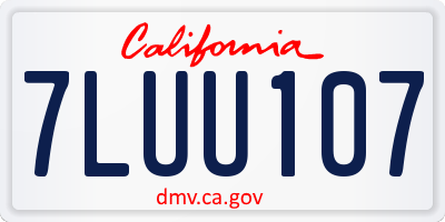 CA license plate 7LUU107