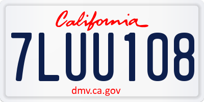 CA license plate 7LUU108