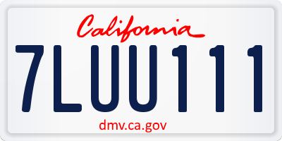CA license plate 7LUU111