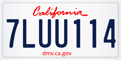 CA license plate 7LUU114