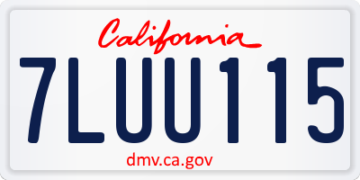 CA license plate 7LUU115