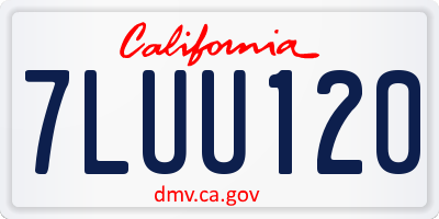 CA license plate 7LUU120