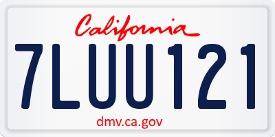 CA license plate 7LUU121