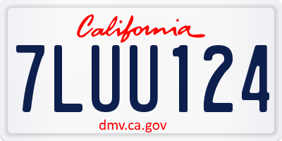 CA license plate 7LUU124