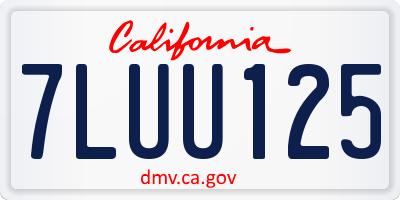 CA license plate 7LUU125