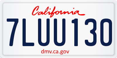 CA license plate 7LUU130