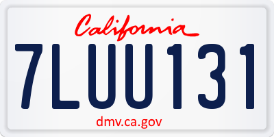 CA license plate 7LUU131