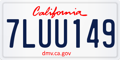 CA license plate 7LUU149