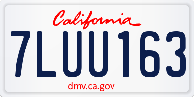 CA license plate 7LUU163