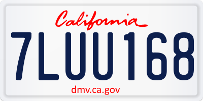 CA license plate 7LUU168